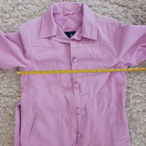 London Fog  Barbie Pink Jacket Girls Size Large (12-14) Belt, Elbow Pads, Lined - Picture 12 of 13